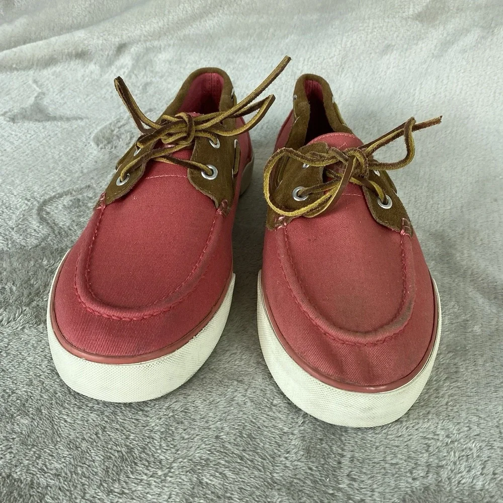 Polo Ralph Lauren Rylander Mens Loafer Slip On Size 10 Red Canvas Boat Shoe NEW